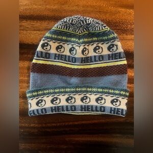 Urban Outfitters Patterned Knit Beanie with Hello Design